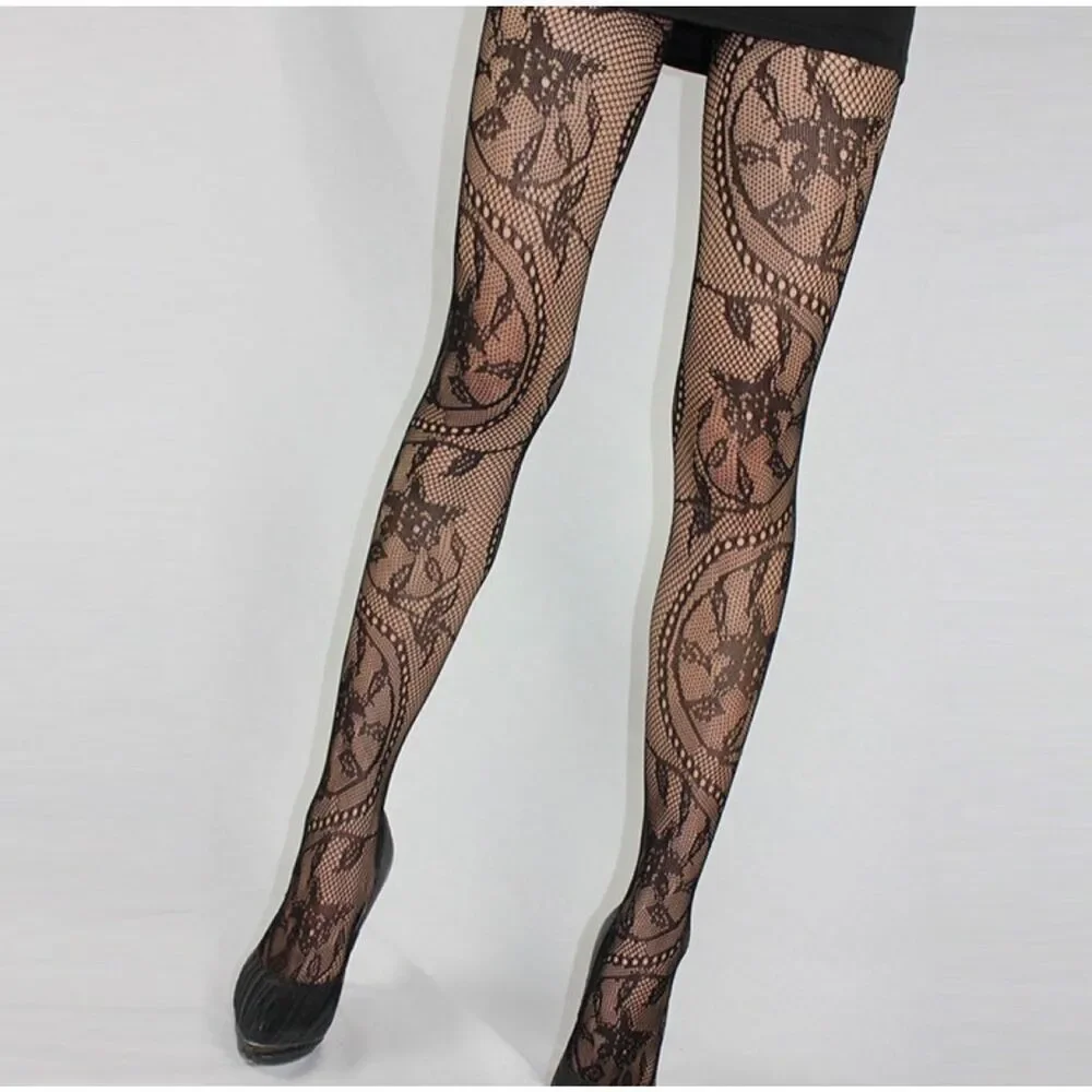 Black lace fishnets tights stockings pantyhose